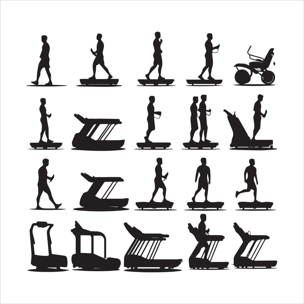 Sportschool training silhouet collectie.menselijk geschiktheid illustratie set. vector