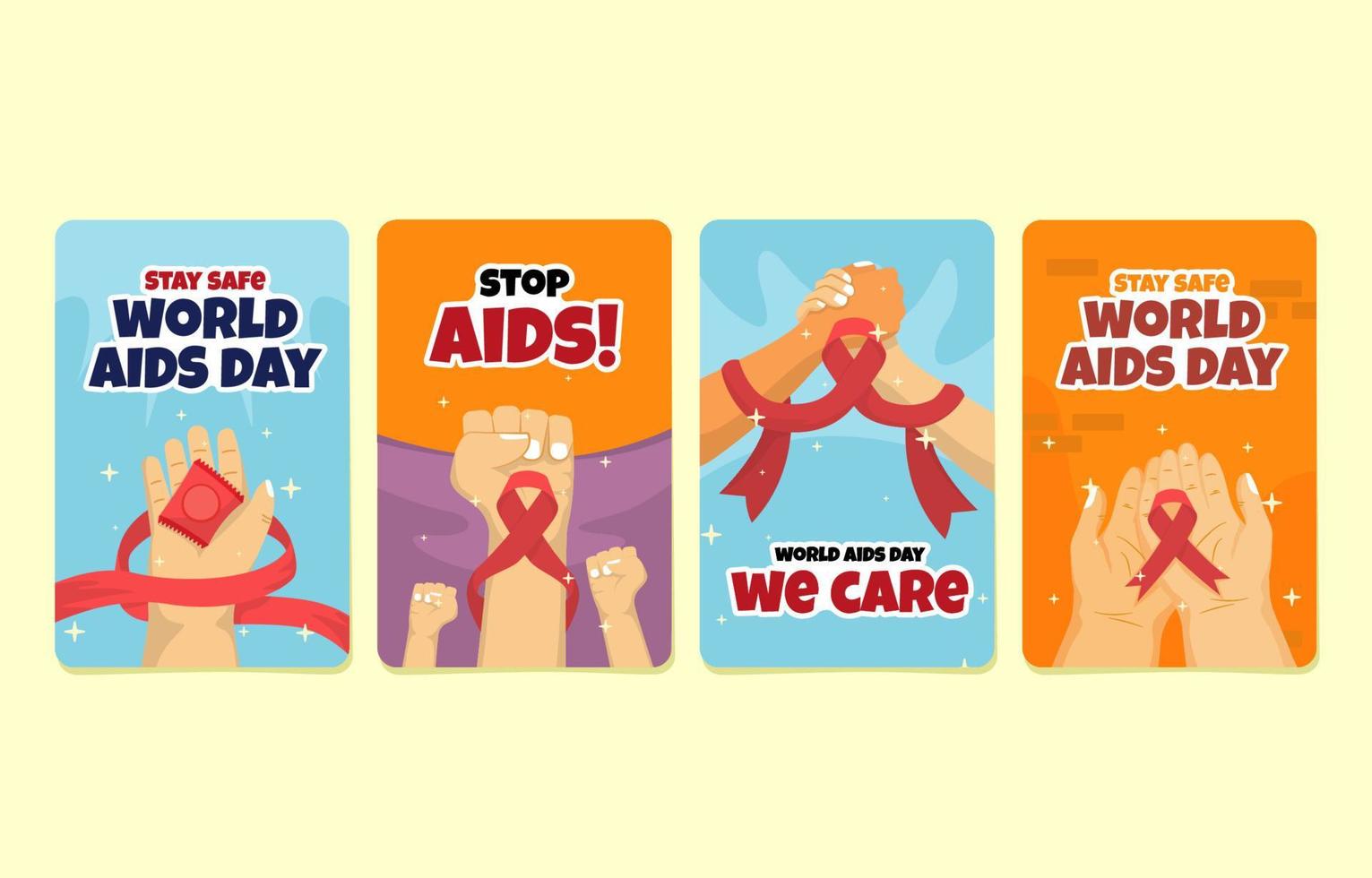 set wereld aids dagkaarten vector