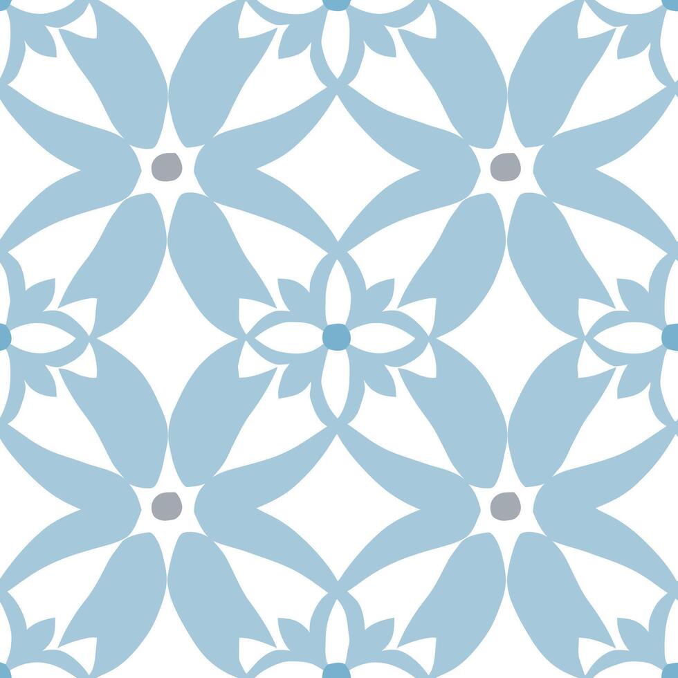 patroon van bladeren en bloemen bloeiend Aan een blauw achtergrond vector