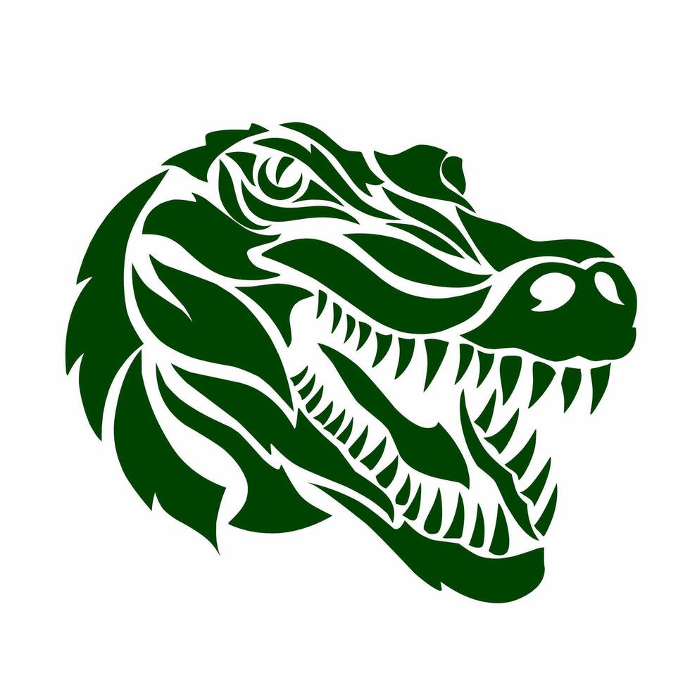 illustratie grafiek van tribal kunst ontwerp groen krokodil hoofd vector