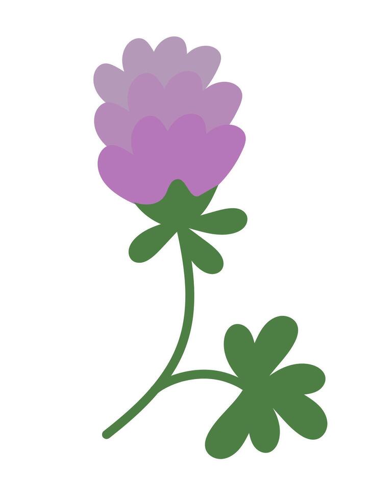 bloem Klaver. Purper klaverblad illustratie. vlak tekening gemakkelijk fabriek. zomer of voorjaar element. vector