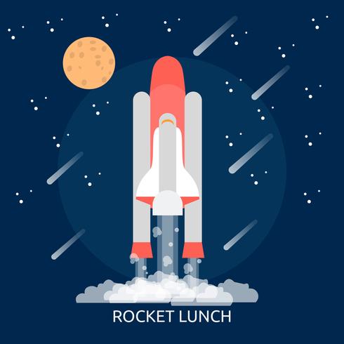 Raket lunch conceptuele afbeelding ontwerp vector