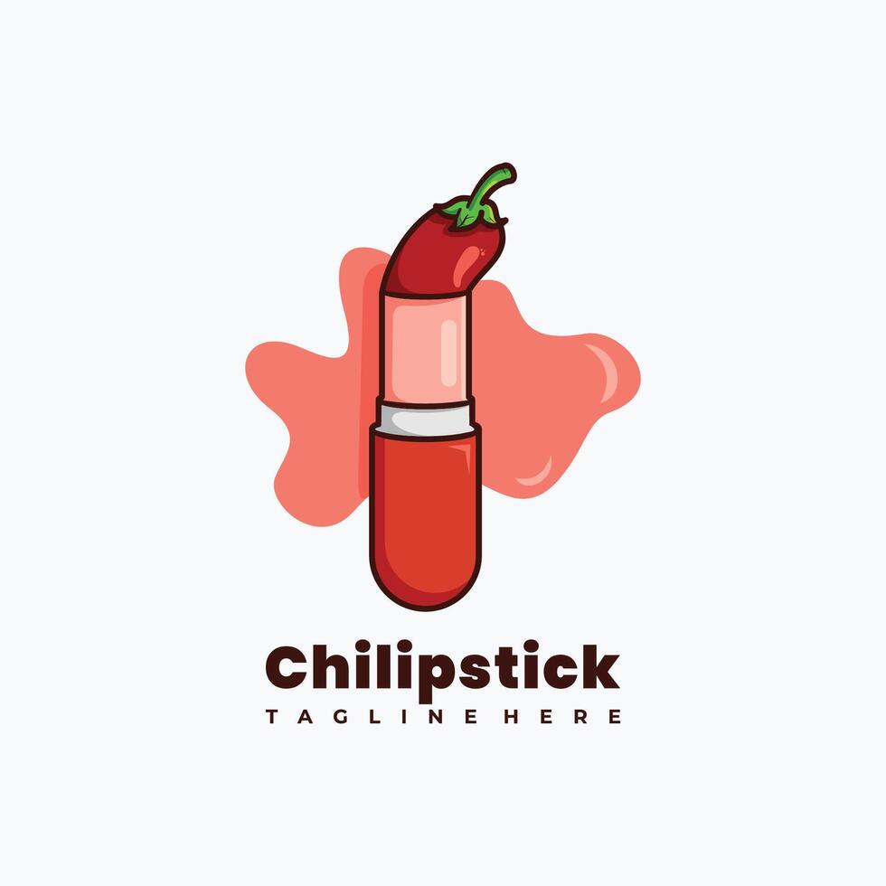 Chili en lippenstift mascotte logo ontwerp illustratie vector