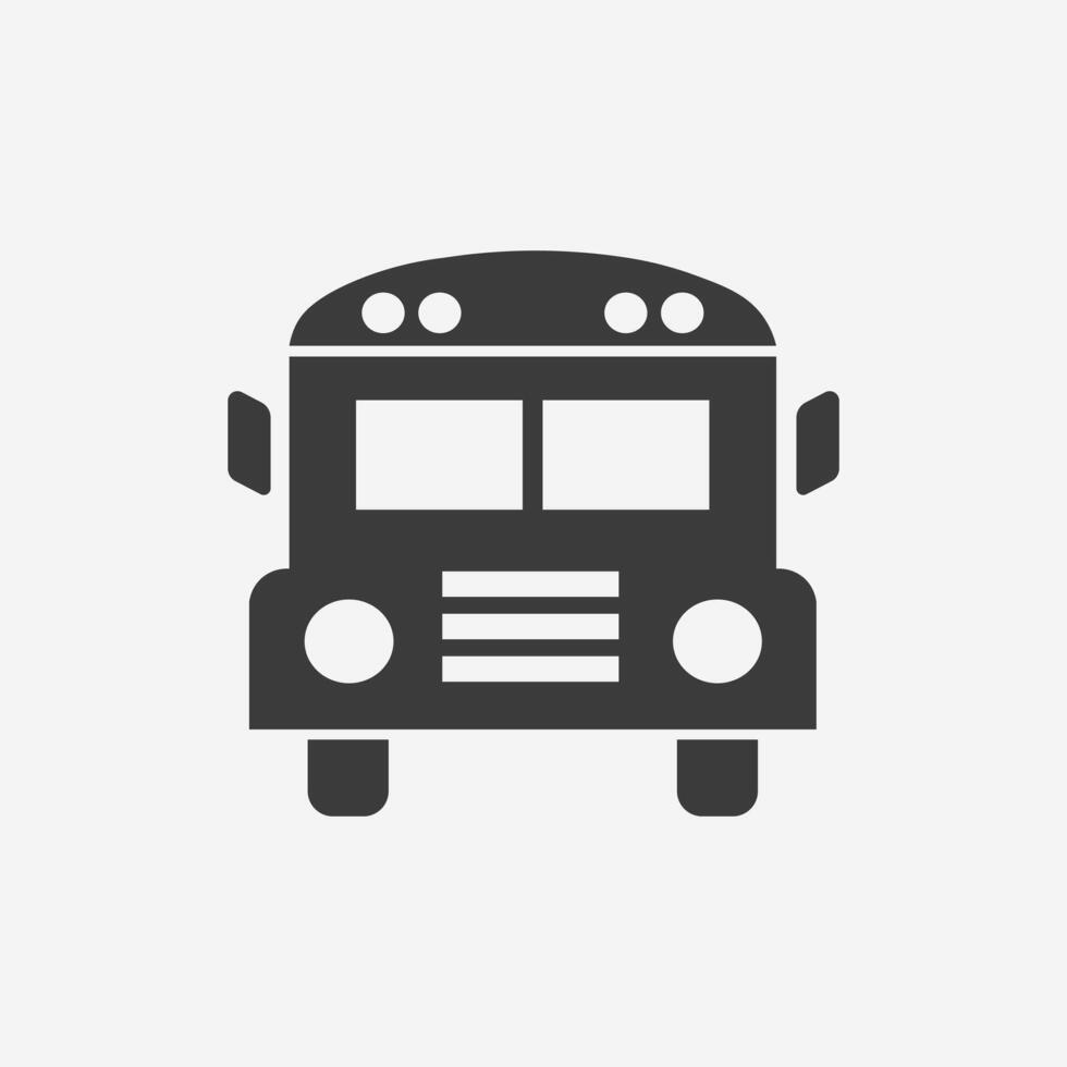 school- bus icoon geïsoleerd. opleiding, vervoer, vrachtauto symbool teken vector