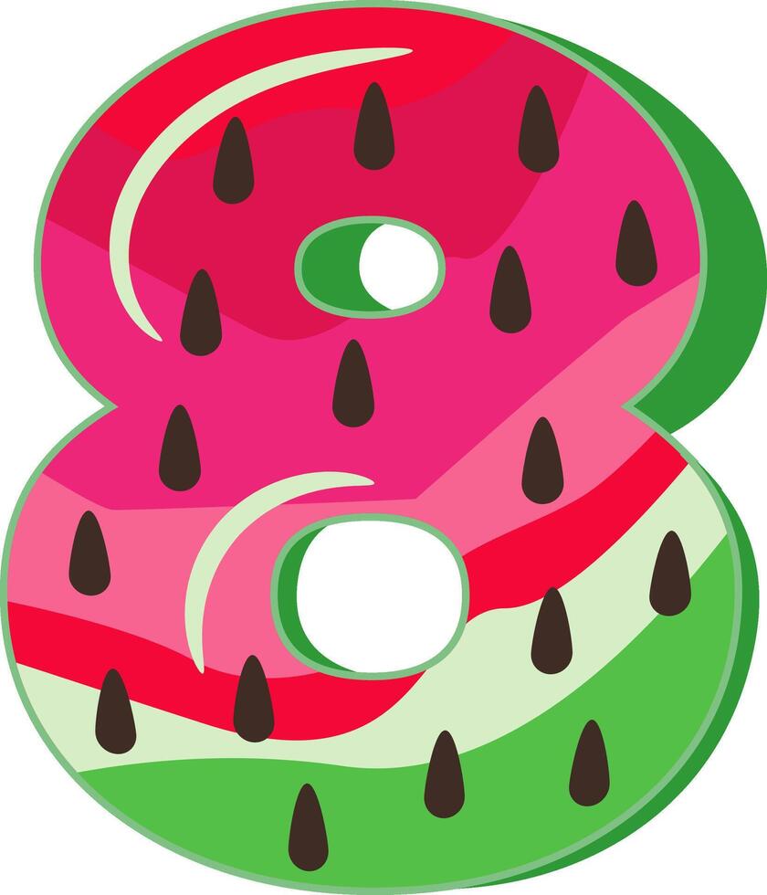 watermeloen alfabet aantal 8 ontwerp vector