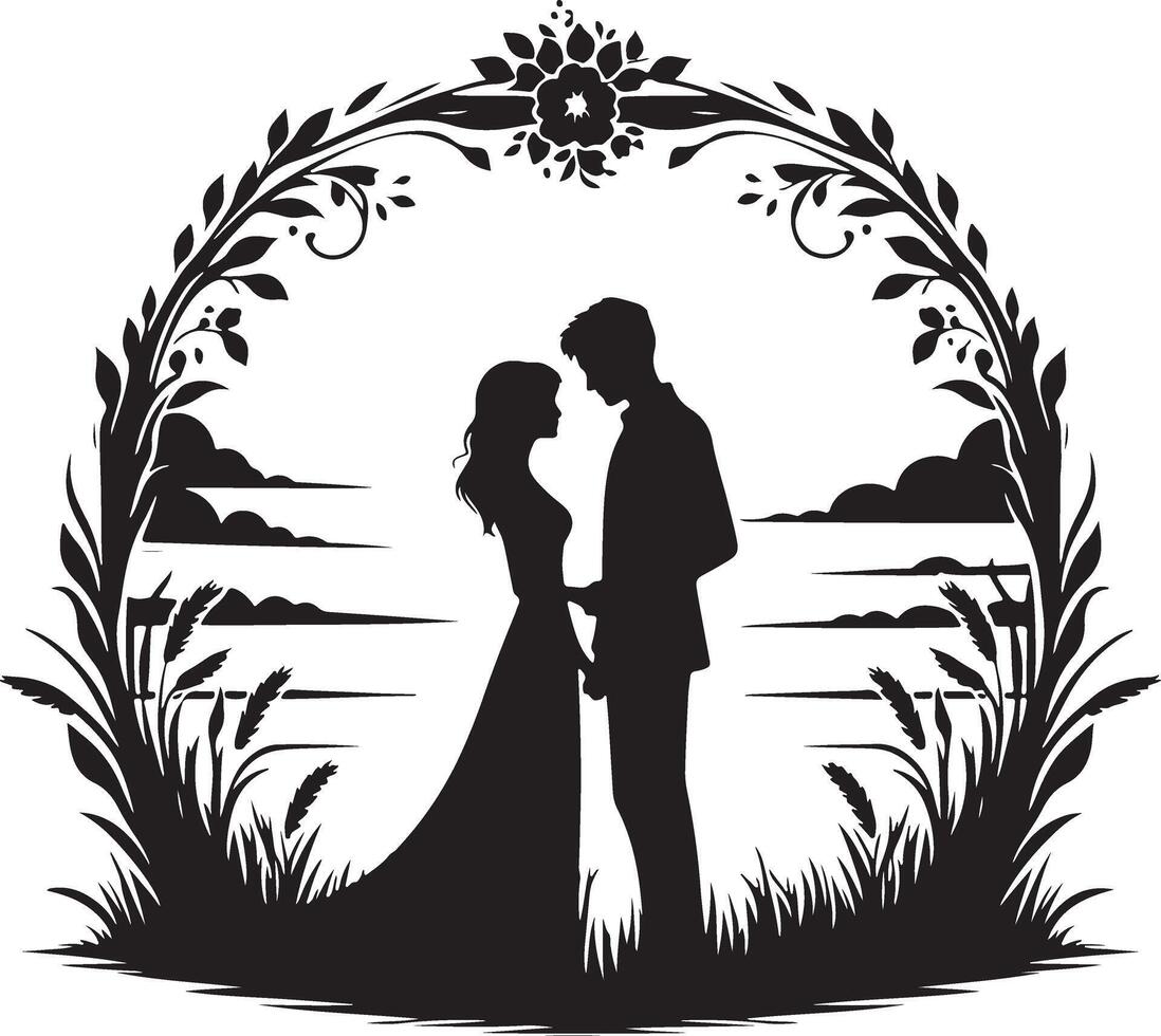 romantisch paar silhouet illustratie vector