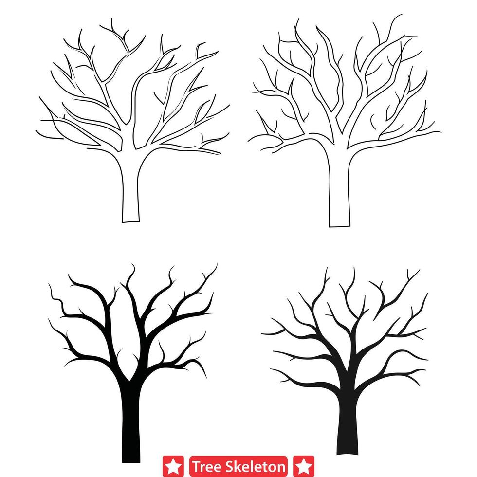 fantoom Woud mysterieus boom skelet illustraties vector