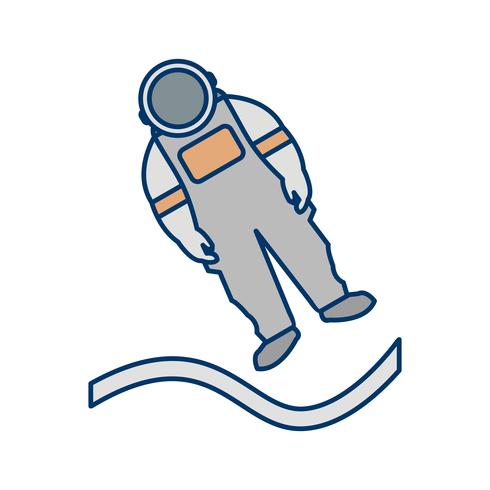 astronout landing vector pictogram