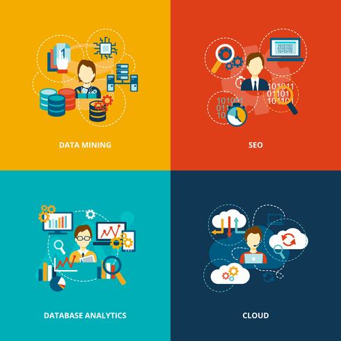 Database analytics pictogrammen plat vector