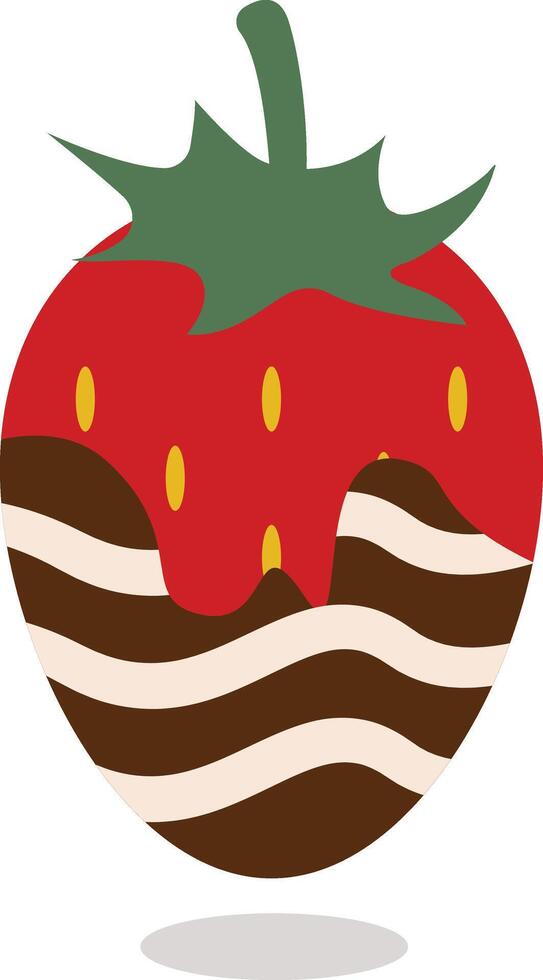 aardbei gecoat chocola Aan een wit achtergrond. tekenfilm stijl vector