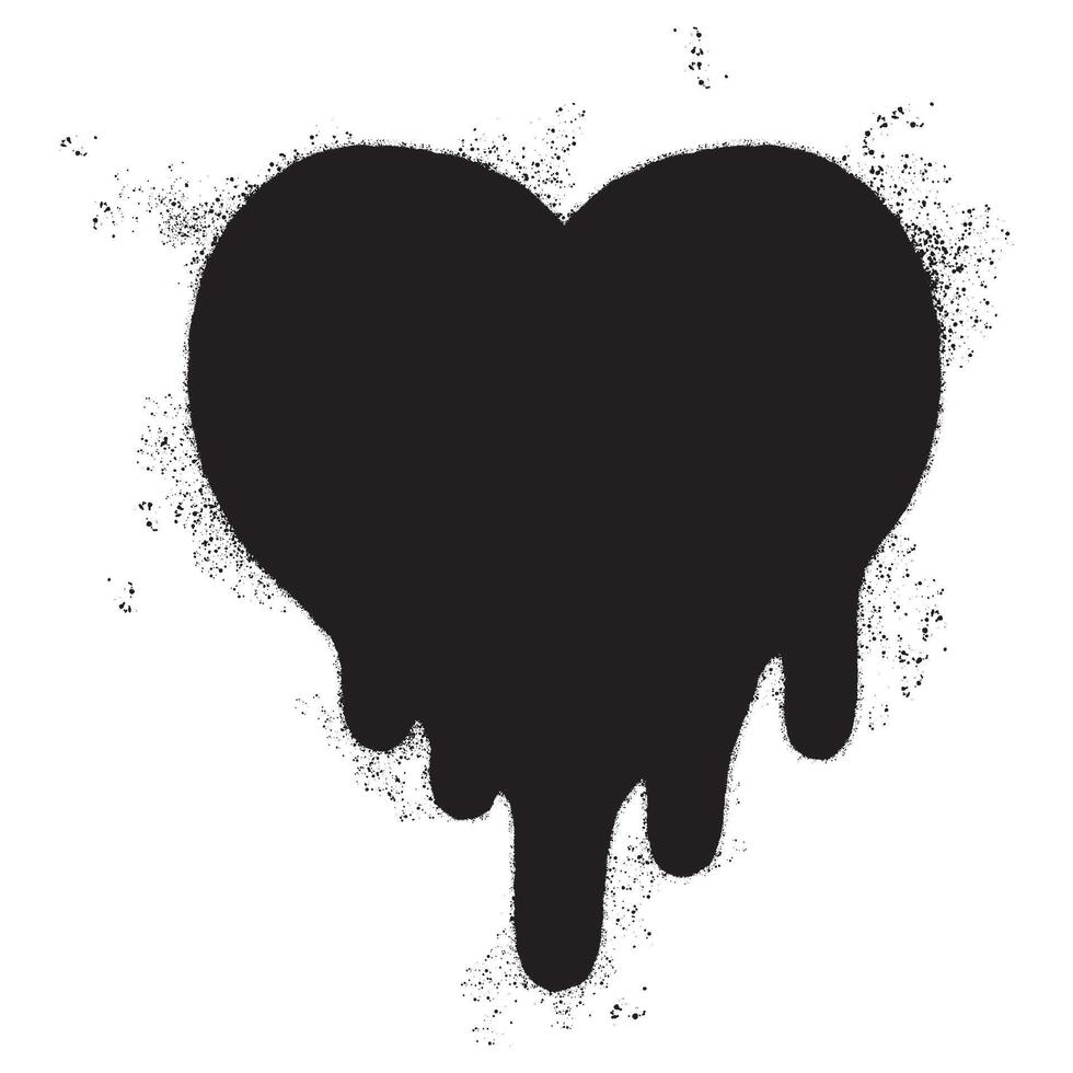 verstuiven geschilderd graffiti smelten hart icoon gespoten geïsoleerd met een wit achtergrond. graffiti bloeden hart icoon met over- verstuiven in zwart over- wit. vector