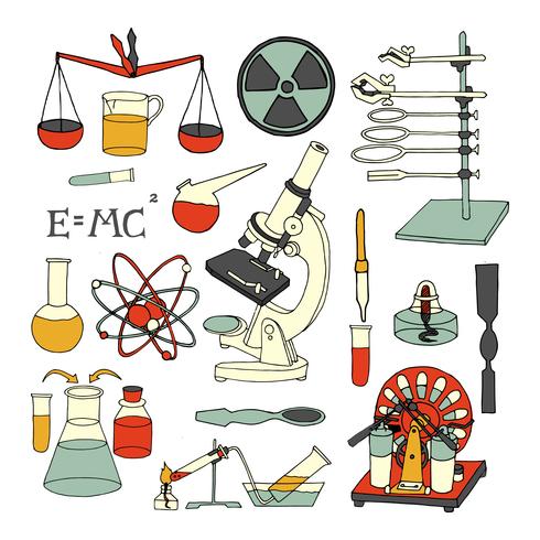 Wetenschap schets iconen vector