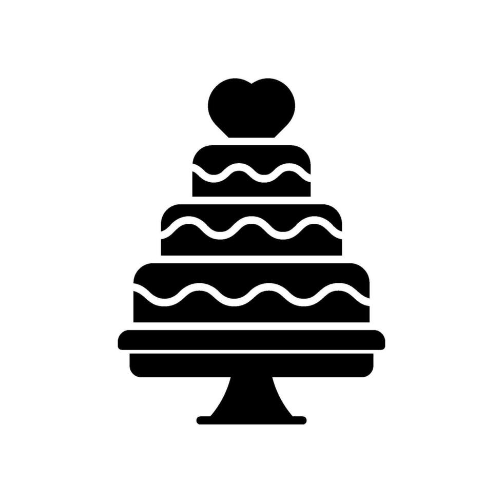 bruiloft scherp taart icoon met hart Aan het vector