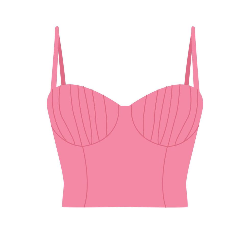 elegant roze top. vrouwen zomer gewoontjes dragen. kleur vlak illustratie geïsoleerd Aan wit achtergrond. hand getekend stijl. vector