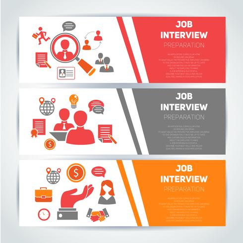 Job interview vlakke banner set vector