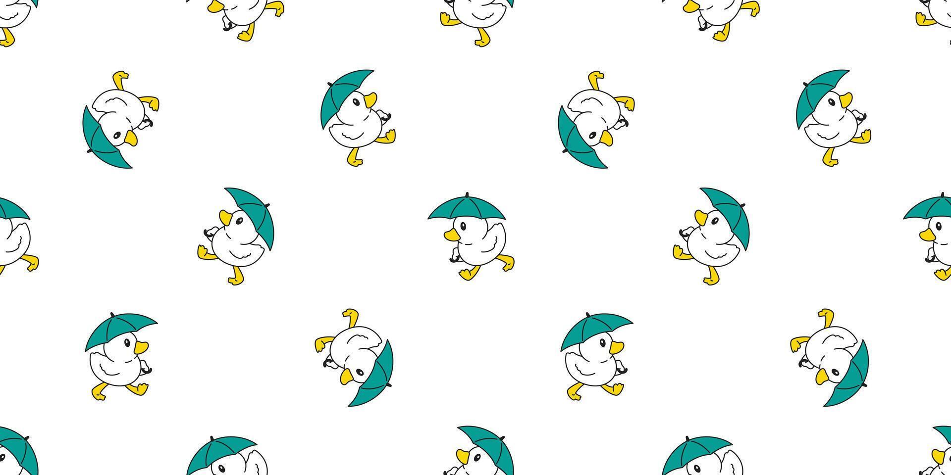 eend naadloos patroon paraplu kip vogel huisdier sjaal geïsoleerd tekenfilm dier tegel behang herhaling achtergrond illustratie tekening groen ontwerp vector