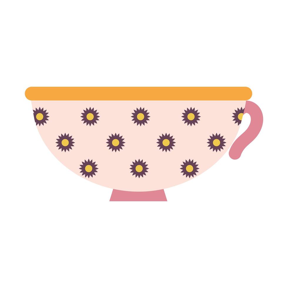 kopje koffie met roze kleur en bloemen vector