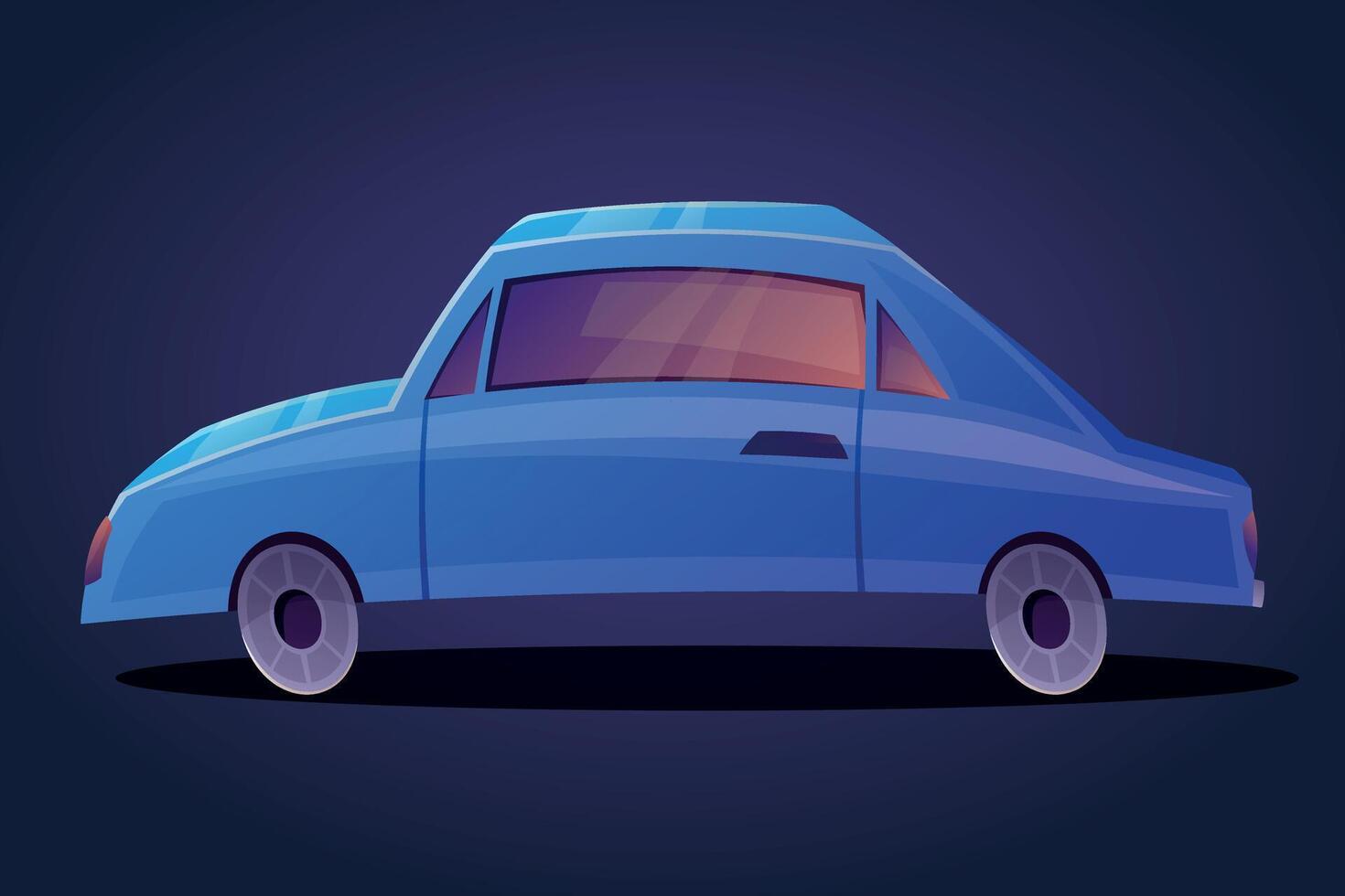 grappig blauw retro sedan auto. geïsoleerd tekenfilm kinderen illustratie. vector