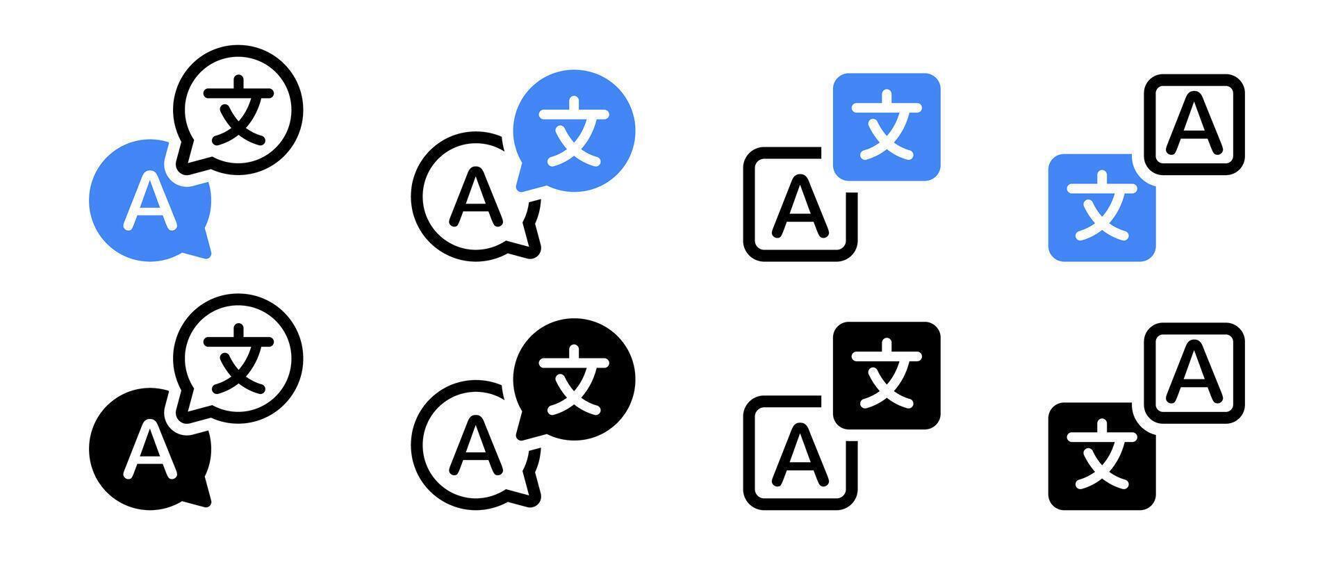 taal vertaling pictogrammen. taal vertaling icoon verzameling. vertalen pictogrammen. taal vertaling toetsen vector