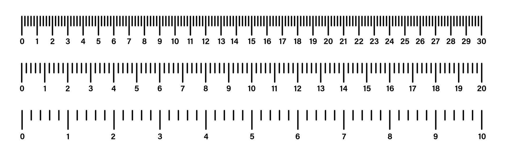 heerser schaal. meten hulpmiddel. grootte indicator eenheden. heerser schaal meeteenheid. lengte meting vector