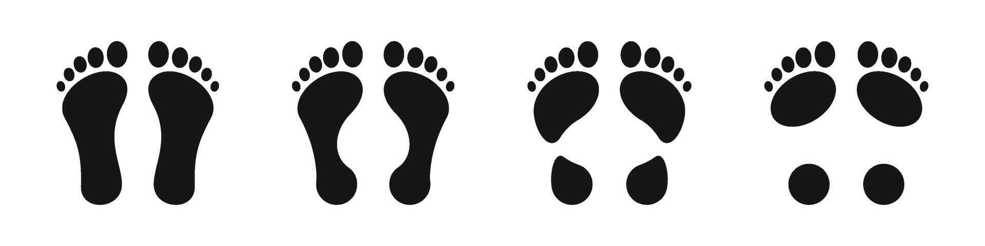 voetafdruk. verschillend menselijk voetafdrukken. menselijk voetafdrukken. vector