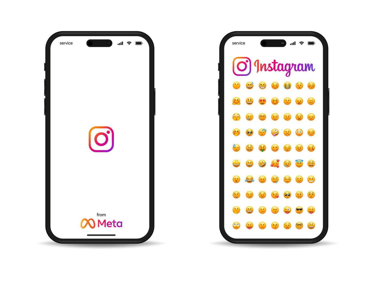 instagram koppel. instagram emoji. instagram modellen. Rivne, Oekraïne - januari 30, 2024 vector