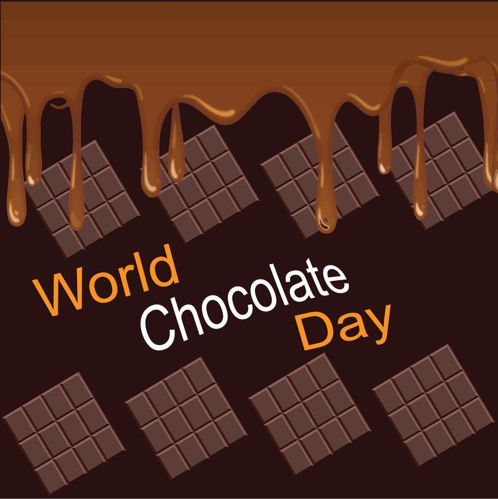 wereld chocola dag met kawaii chocola Aan blauw vector
