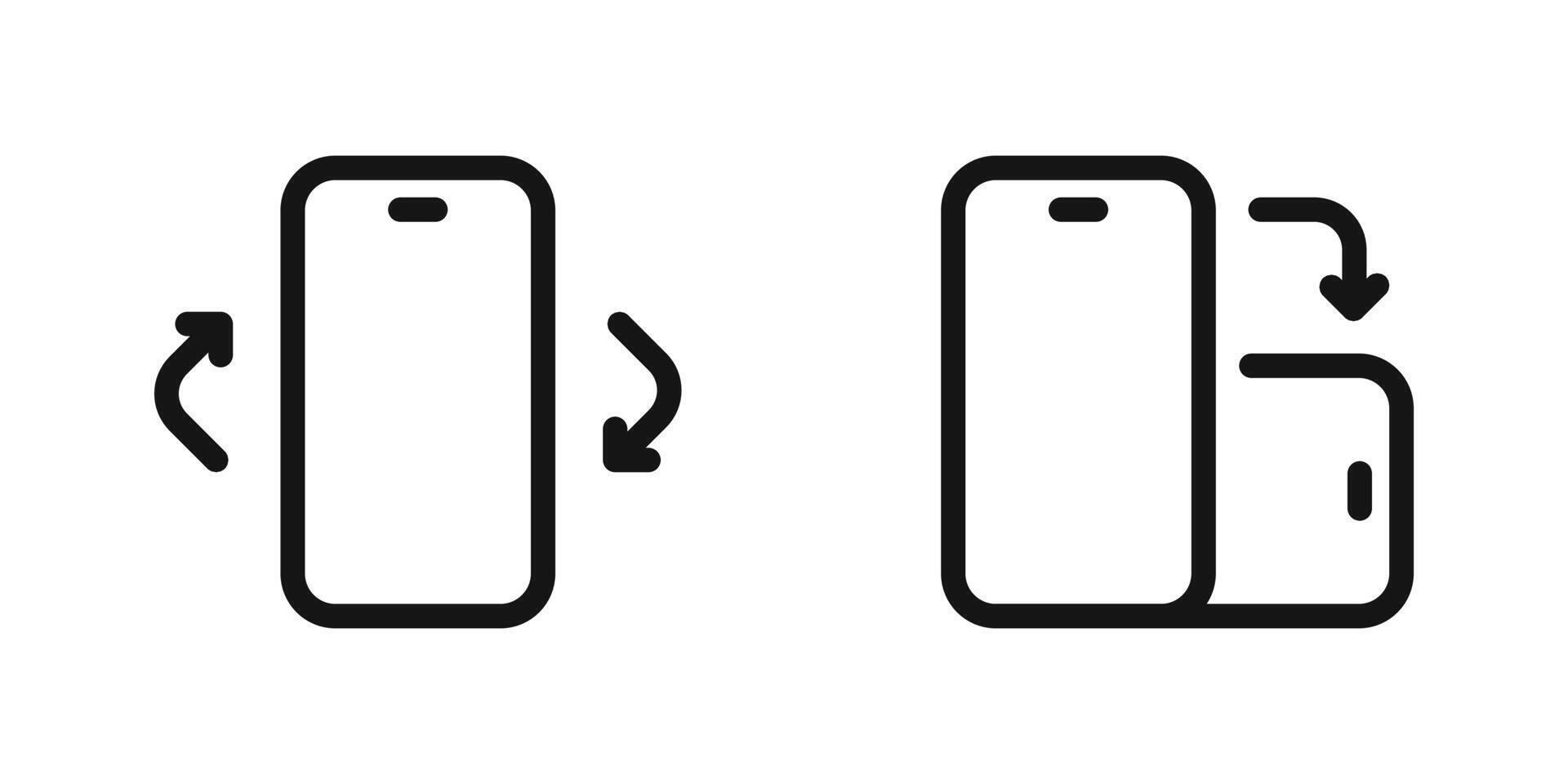 scherm rotatie. telefoon omwenteling pictogrammen. omwenteling symbolen. scherm omwenteling pictogrammen. vector