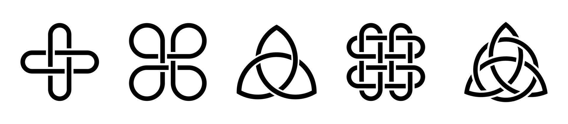 keltisch knoop pictogrammen. eindeloos knoop symbolen. keltisch drie-eenheid knopen verzameling. vector