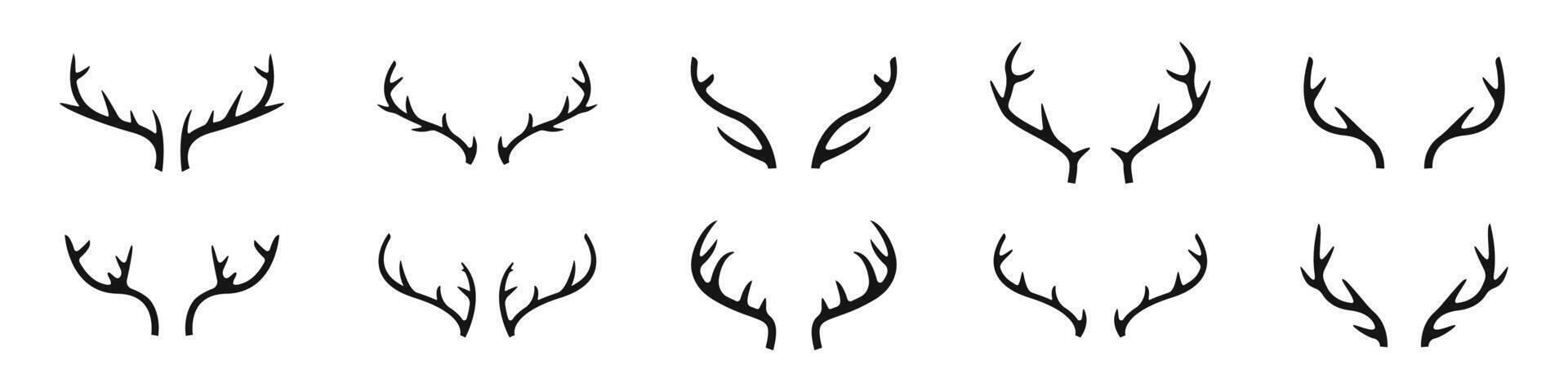 rendier hoorns. hert gewei. silhouet stijl pictogrammen. vector