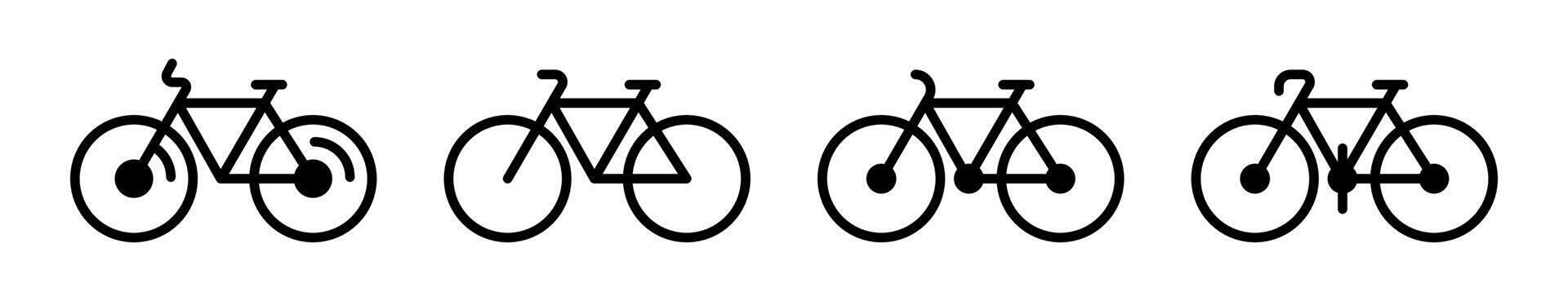 fiets icoon set. fiets pictogrammen. silhouet stijl pictogrammen. vector