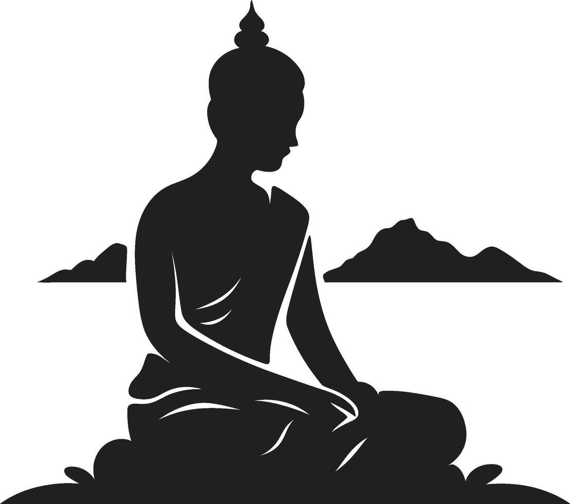 zen kalmte Boeddha in zwart sereniteit essence zwart Boeddha vector
