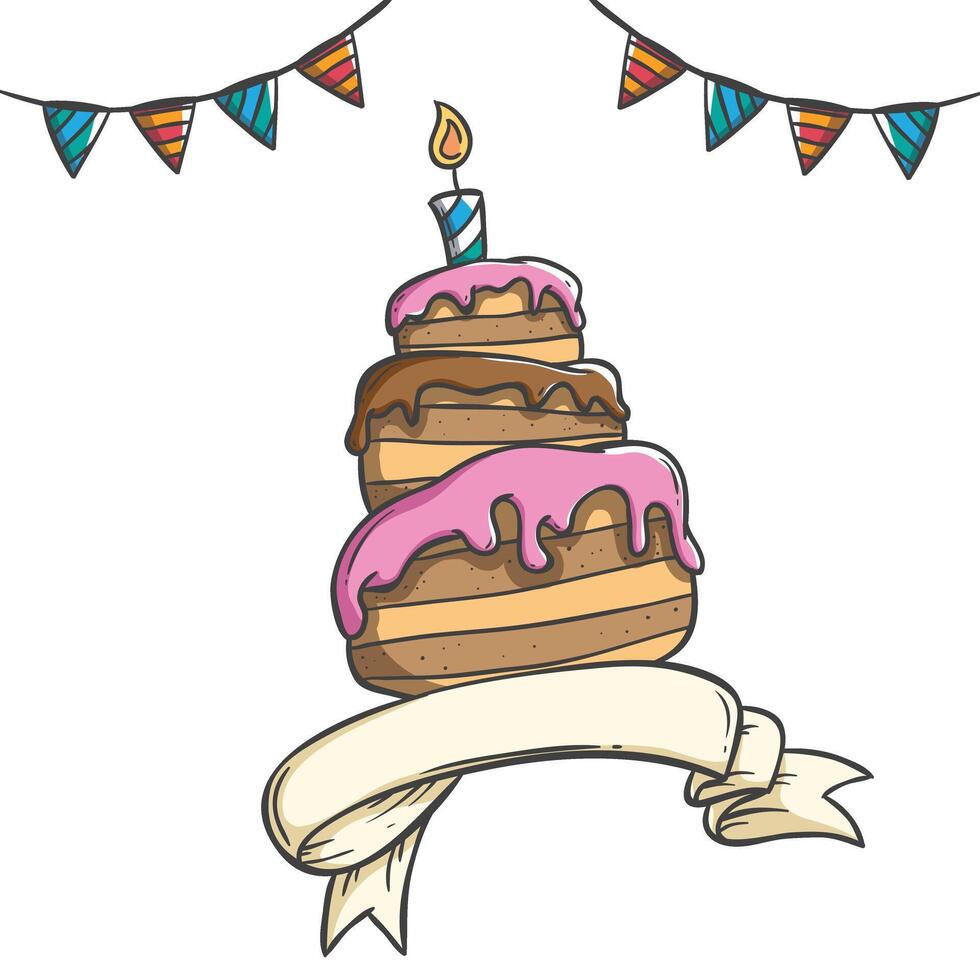 hand- trek verjaardag taart illustratie vector