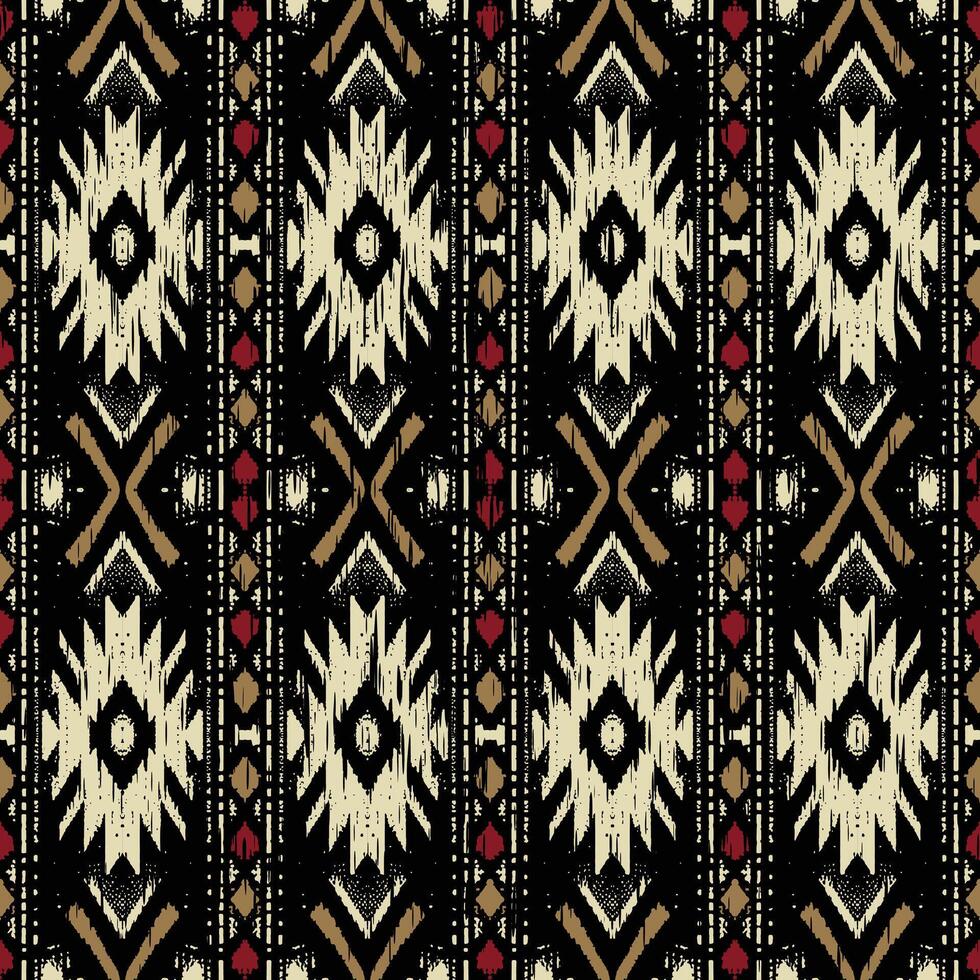 etnische abstracte ikat kunst. naadloos patroon in tribal, volksborduurwerk en Mexicaanse stijl. Azteekse geometrische kunst ornament print.design voor tapijt, behang, kleding, inwikkeling, stof, hoes, textiel vector