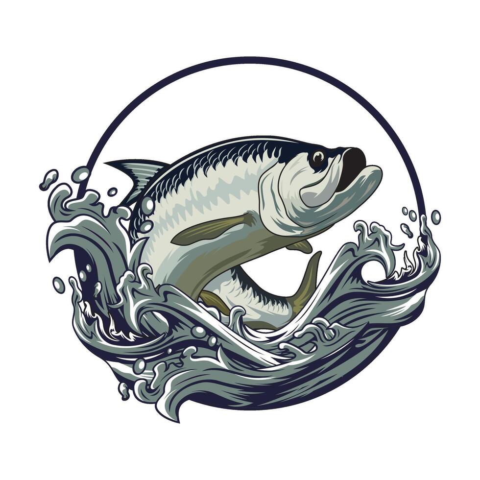 tarpon visvangst illustratie logo beeld t overhemd vector