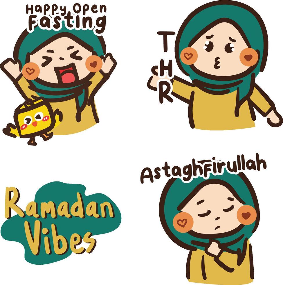 illustratie weinig meisje activiteiten in vastend maand reeks Ramadan gevoel vector