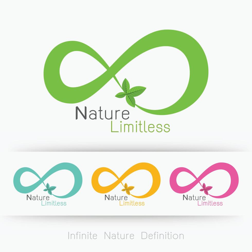 oneindigheid met blad logo natuur concept vector