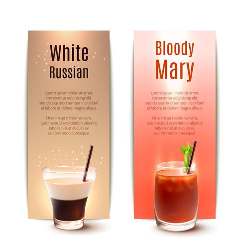 cocktails banner set vector