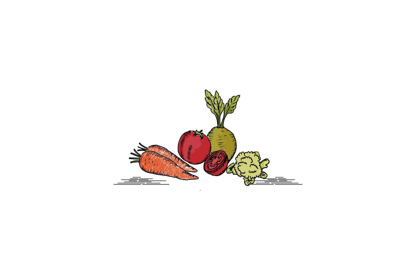 verse biologische wortel broccoli beetje tomaat groente logo ontwerp vector
