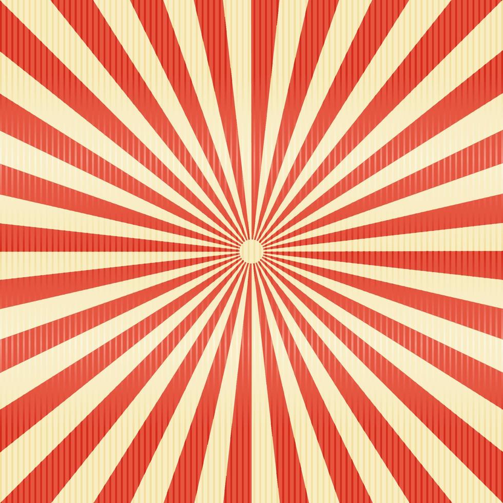 gestreepte lijnen patroon papier. retro radius burst rode kleur achtergrond vector