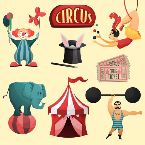 Circus decoratieve set vector