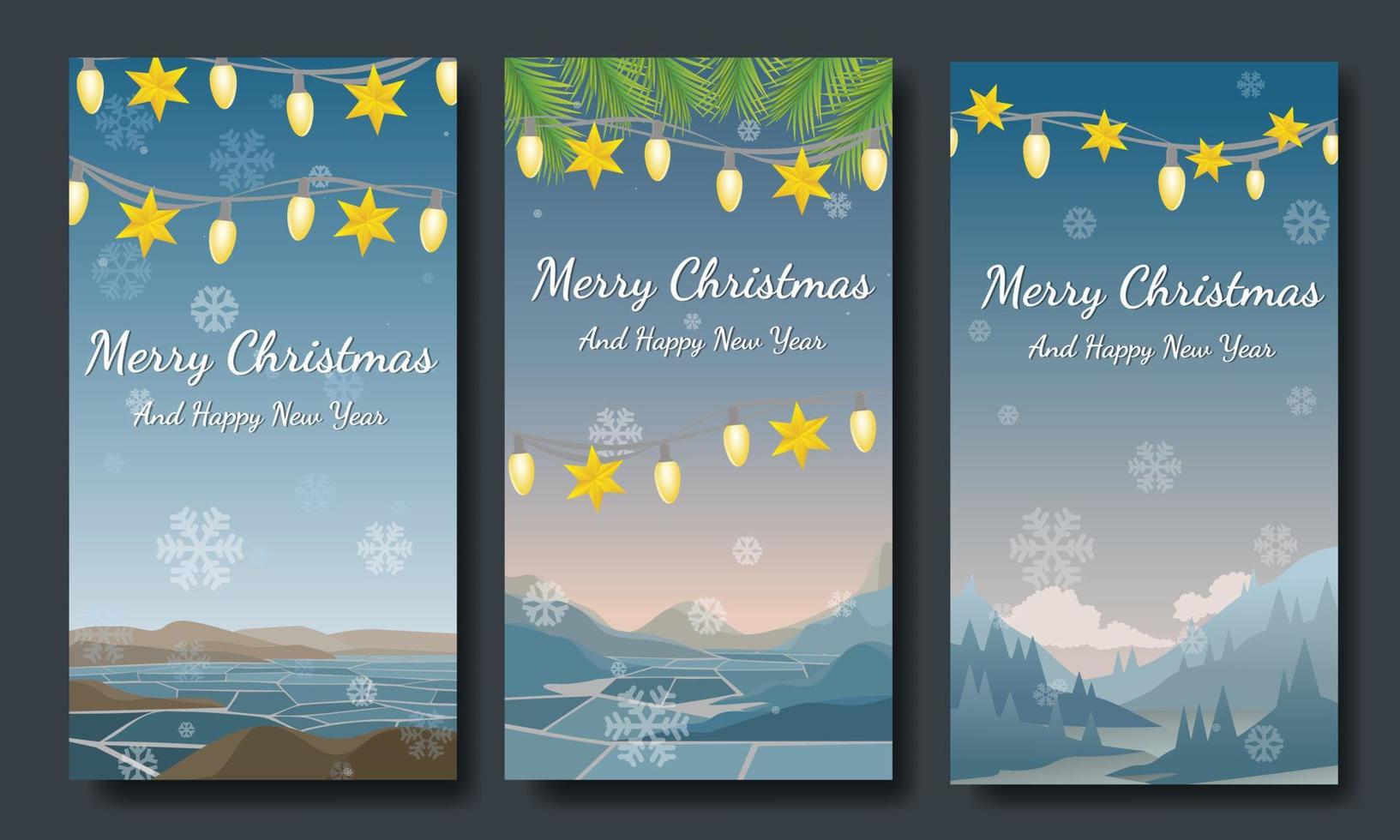 vrolijk kerstfeest, landschapsontwerp van posters voor wenskaarten vector