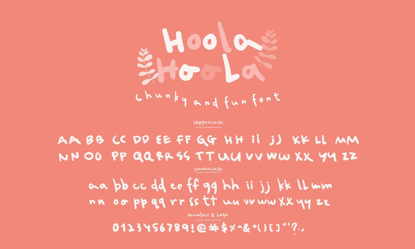 hoola-alfabetvector is een ongelijk, speels, grof geletterd en leuk handgeschreven lettertype. vector