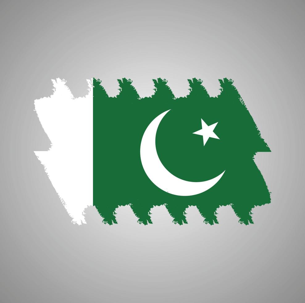 vlag van pakistan met aquarel geschilderd penseel vector