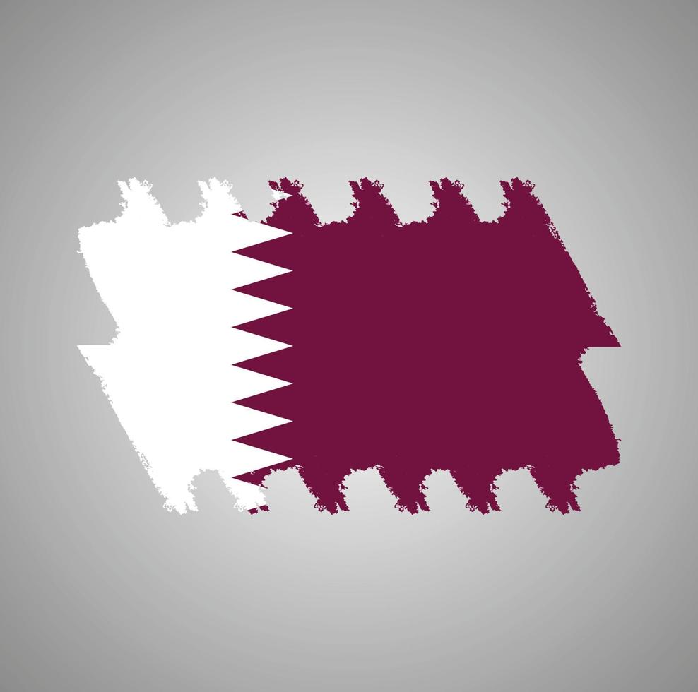 vlag van qatar met waterverf geschilderd penseel vector
