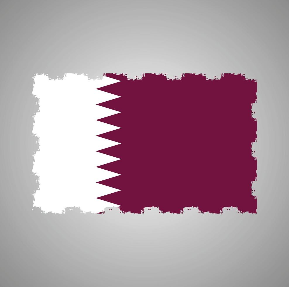 vlag van qatar met waterverf geschilderd penseel vector