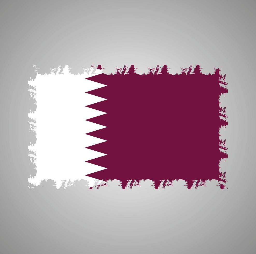 vlag van qatar met waterverf geschilderd penseel vector