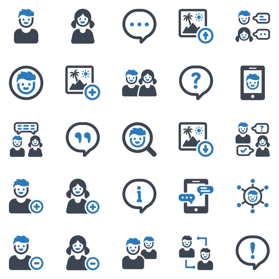 sociale media icon set - vectorillustratie. sociaal, media, facebook, twitter, messenger, instagram, account, vriend, bericht, zoals pictogrammen. vector