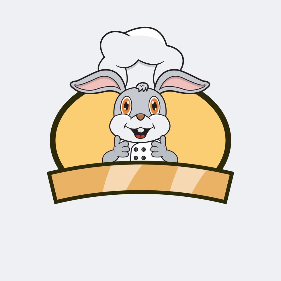 schattig konijn chef-kok en koken thema. mascotte, karakter, logo, label en icoon. vector