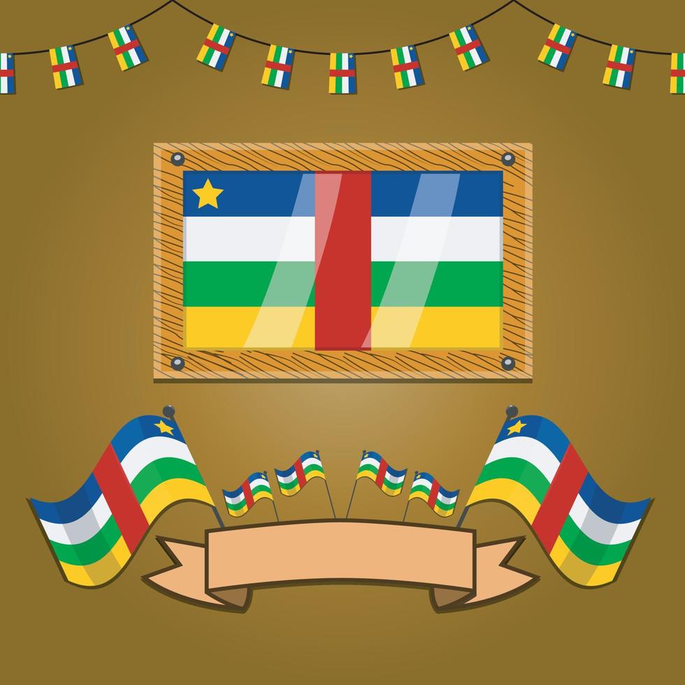 vlaggen van centraal afrika op frame hout, label vector